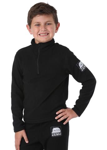 Zemu Little Boys 1/4 Zip Black Fleece Top - Youth