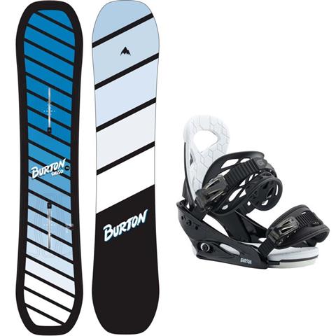 Youth Burton Smalls Blue Snowboard + Smalls Re:Flex Snowboard Bindings Package