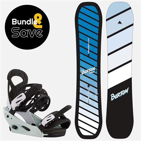 Youth Burton Smalls Blue Snowboard + Smalls Re:Flex Snowboard Bindings Package