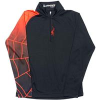 Spyder Boy's Linear Web T-Neck Shirt - Black / Volcano