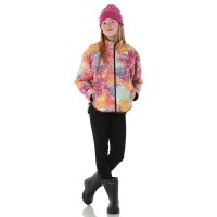 The North Face Girls' Reversible Shasta Full Zip Jacket - Radiant Poppy Blowing Wind Print