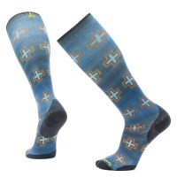 Smartwool Ski Zero Cushion Paths Crossed Print OTC Socks - Deep Navy