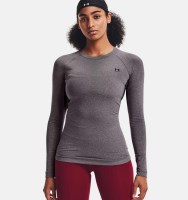 Under Armour Women's ColdGear Authentics Crew - Charcoal Light Heather / Black