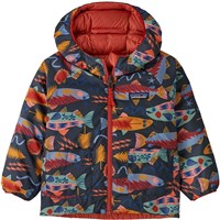 Patagonia Baby Reversible Down Sweater Hoody - Salmon Energy / Ink Black