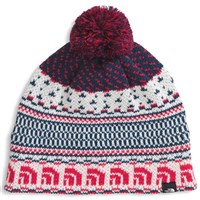 The North Face Cabin Ski Tuke Hat - White Dune Jacquard / Pom