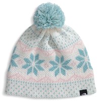The North Face Youth Cabin Ski Tuke Hat - White Dune Jacquard