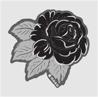 NoSo Patch - Flower Collection - Black Rose Gray Leaves