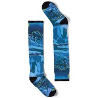 Smartwool Junior Ski Zero Cushion Storm Peak Print OTC Socks - Nightfall Blue