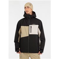O'Neill Men's FWC Cruz Triple Snow Jacket - Black Out Beige Color Block