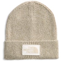 The North Face TNF Logo Box Cuffed Beanie - Gravel Heather / White Dune