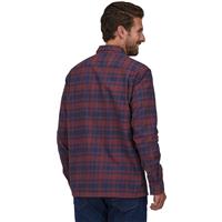 Patagonia Men's Longsleeve Organic Cotton Midweight Fjord Flannel Shirt - Connected Lines / Sequoia Red (CLSQ)